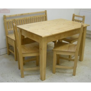 Jídelní stůl + lavice rovná a 3x židle set masiv smrk RZ09